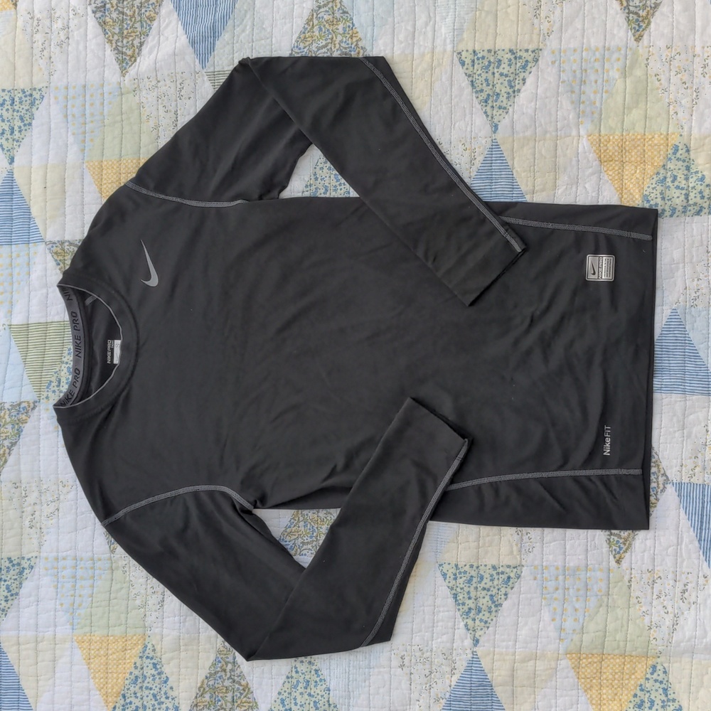 Nike Pro Fit Long Sleeve Shirt, Sz Small, Black
